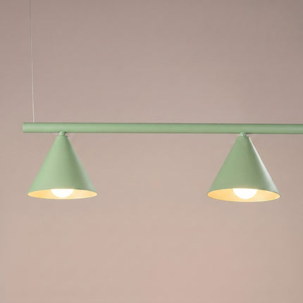 Suspension Bergen poutre 4 cônes 122 cm vert sauge, vue de détail du cône