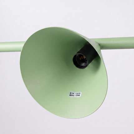 Suspension Bergen poutre 4 cônes 122 cm vert sauge, détail de la platine