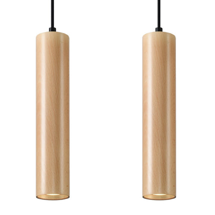 Suspension Bois Circulaire 2, têtes en bois naturel tourné