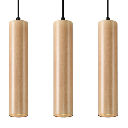 Suspension Bois Circulaire 3, têtes en bois naturel tourné