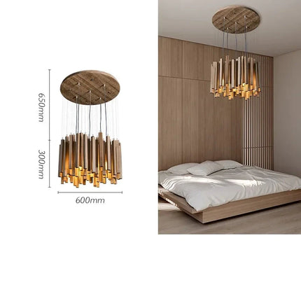 Suspension en bois massif de 100 cm, grand format pour vastes espaces