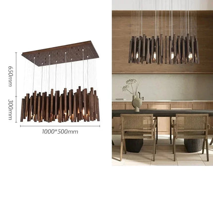 Suspension en bois massif, modèle compact de 40 cm à une lampe