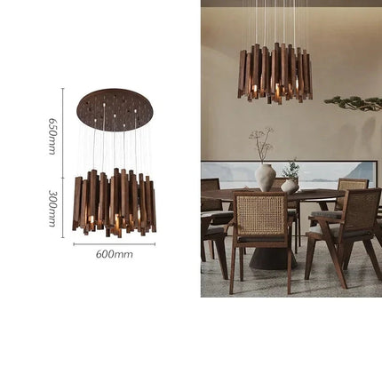 Suspension en bois massif, finition bois clair naturel