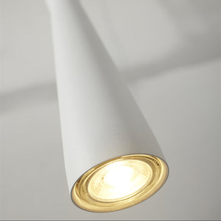 Vue packshot de la suspension Bordeaux blanche cylindrique en fer