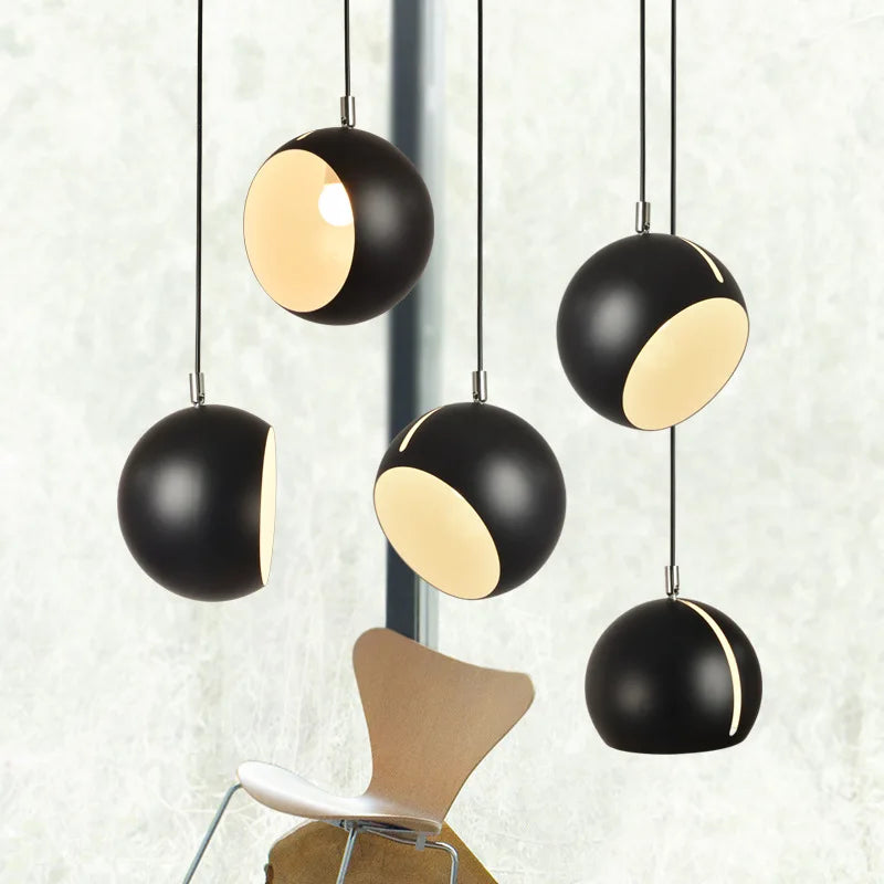 Dimensions Suspension Boule Métal à Ouverture Inclinée Orientable Style Nordique