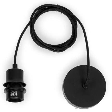 Câble textile noir et douille de la suspension Bromo, avec rosace de plafond assortie