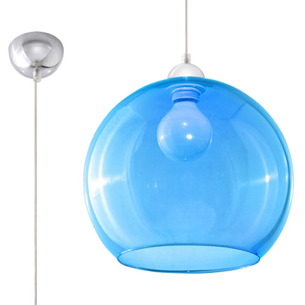 Suspension Bulle en verre bleu présentée seule sur fond neutre