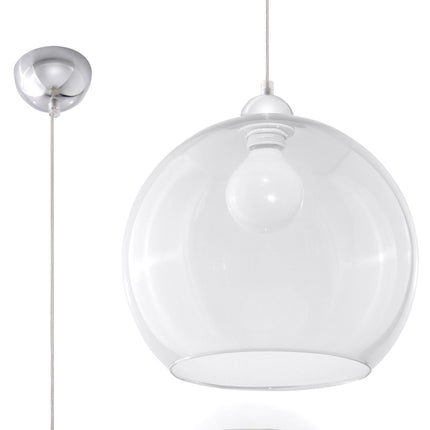 Suspension Bulle en verre transparent présentée seule sur fond neutre