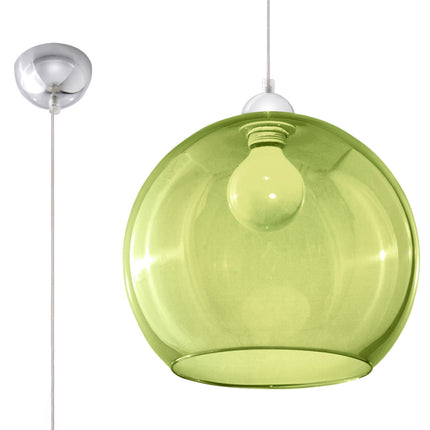 Suspension Bulle en verre vert présentée seule sur fond neutre