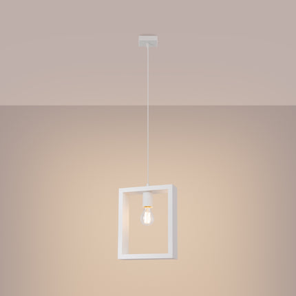 Vue d'ensemble de la suspension Cadre Pure blanche avec câble et plafonnier noir