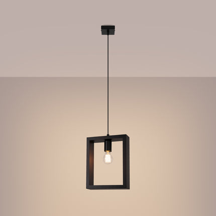 Vue d'ensemble de la suspension Cadre Pure en bois wengé avec câble et plafonnier noir