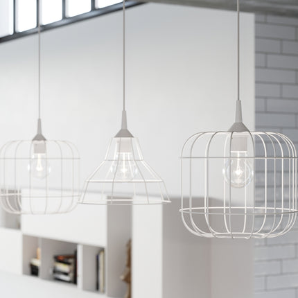 Suspension Cage Scandinave Blanche en vue de dessous