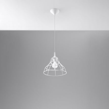 Suspension Cage Scandinave Blanche dans un salon