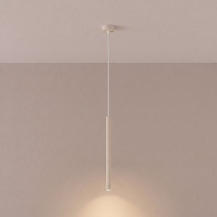 Suspension Cannelée 1 Lumière acier beige clair, vue en situation sur fond clair