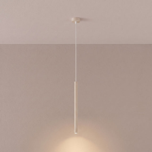 Suspension Cannelée 1 Lumière acier beige clair, vue en situation sur fond clair