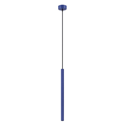 Suspension Cannelée 1 Lumière acier bleu outremer, packshot sur fond blanc