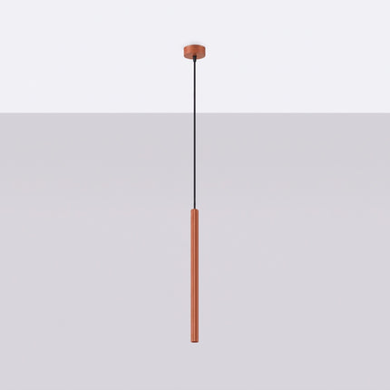 Suspension Cannelée 1 Lumière acier ocre rouge, vue en situation sur fond clair