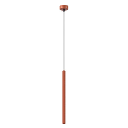 Suspension Cannelée 1 Lumière acier ocre rouge, packshot sur fond blanc
