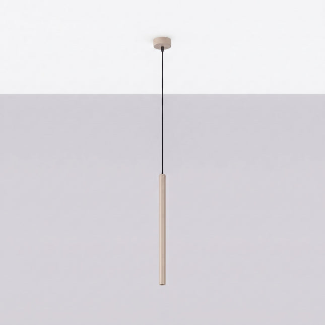 Suspension Cannelée 1 Lumière acier taupe, vue en situation sur fond clair