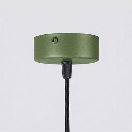 Suspension Cannelée 1 Lumière acier vert olive, mécanisme et platine de montage