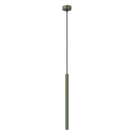 Suspension Cannelée 1 Lumière acier vert olive, packshot sur fond blanc