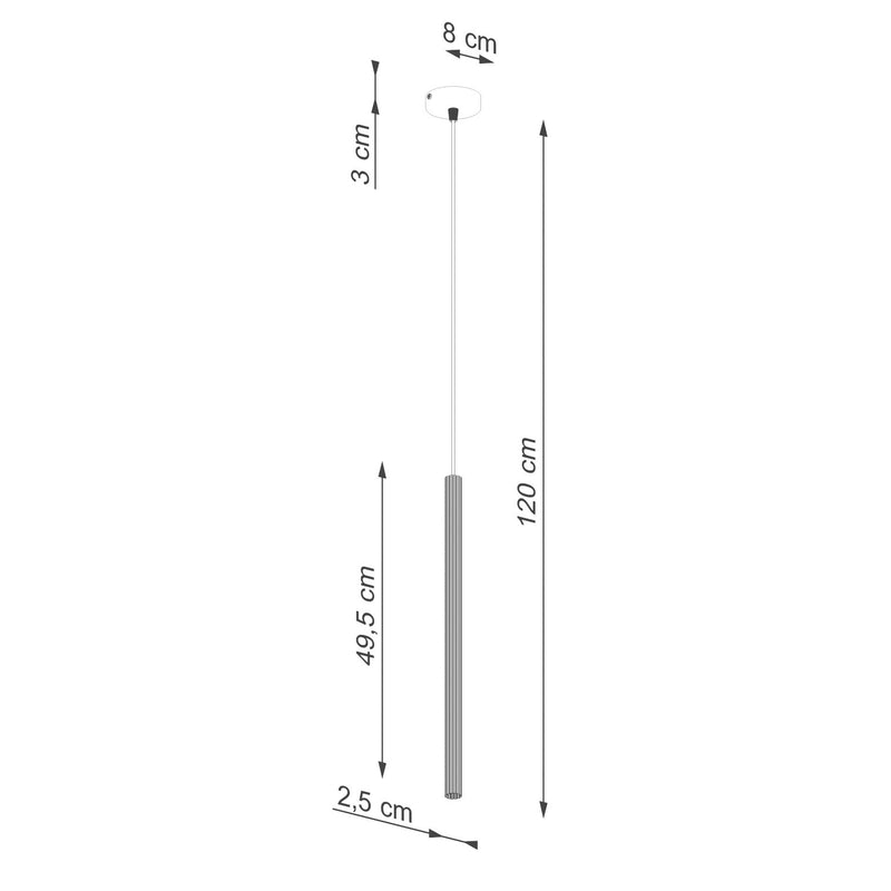 Dimensions Suspension Cannelée 1 Lumière Acier Vert Olive