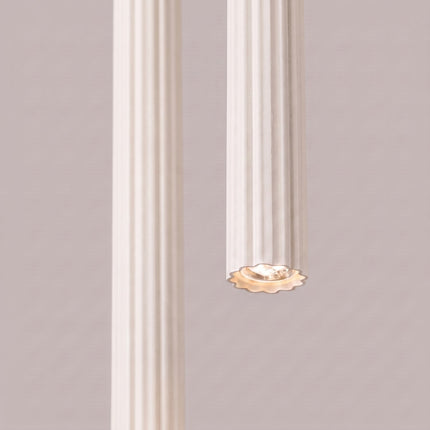 Suspension Cannelée 2 Lumières acier beige clair, vue de détail des stries