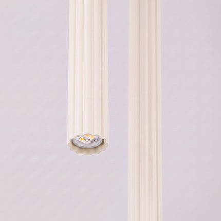 Suspension Cannelée 2 Lumières acier beige clair, packshot de trois quarts