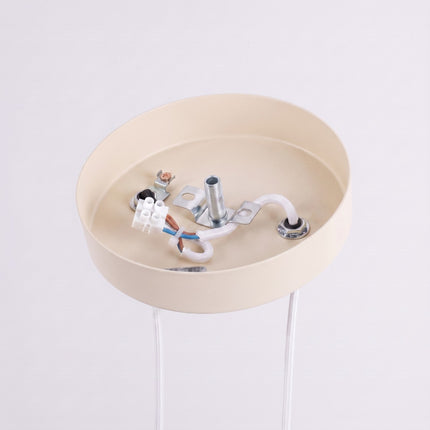 Suspension Cannelée 2 Lumières acier beige clair, mécanisme et platine de montage