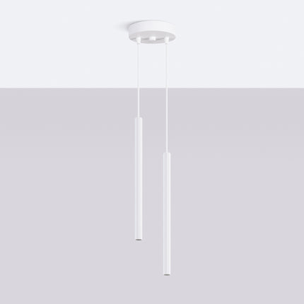 Suspension Cannelée 2 Lumières Acier Blanche, vue en situation
