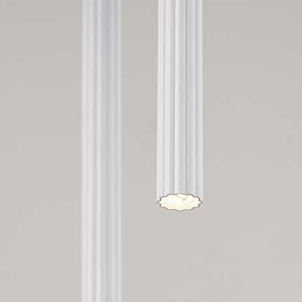 Suspension Cannelée 2 Lumières Acier Blanche, vue de détail