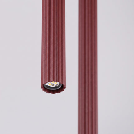 Suspension Cannelée 2 Lumières acier bordeaux, packshot de trois quarts