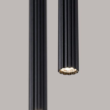 Suspension Cannelée 2 Lumières Acier Noire, vue de détail