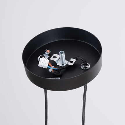 Suspension Cannelée 2 Lumières Acier Noire, mécanisme de montage