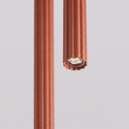 Suspension Cannelée 2 Lumières acier ocre rouge, packshot de trois quarts