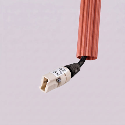 Suspension Cannelée 2 Lumières acier ocre rouge, détail du socle de fixation