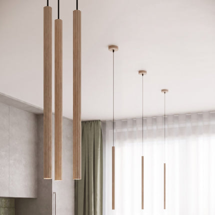 Suspension Cannelée 2 Lumières acier taupe dans un intérieur contemporain
