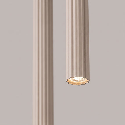 Suspension Cannelée 2 Lumières acier taupe, vue de détail des stries