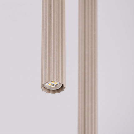 Suspension Cannelée 2 Lumières acier taupe, packshot de trois quarts