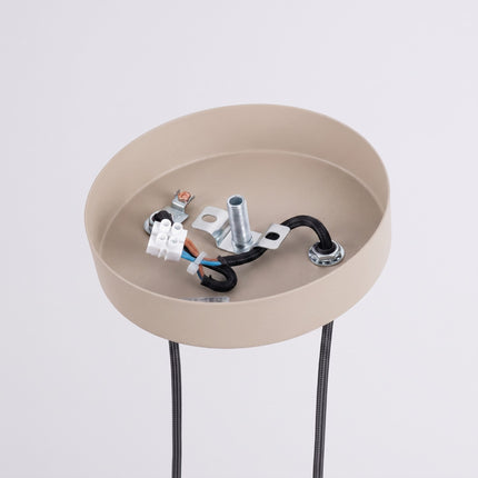 Suspension Cannelée 2 Lumières acier taupe, mécanisme et platine de montage