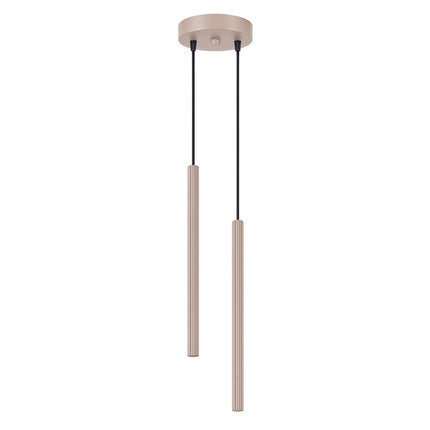 Suspension Cannelée 2 Lumières acier taupe, packshot sur fond blanc