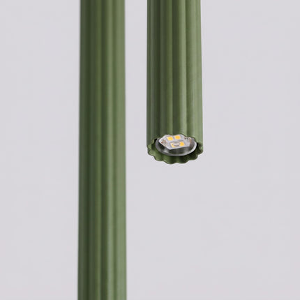 Suspension Cannelée 2 Lumières acier vert olive, packshot de trois quarts