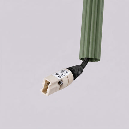 Suspension Cannelée 2 Lumières acier vert olive, détail du socle de fixation