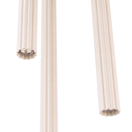 Suspension Cannelée 3 Lumières acier beige clair, packshot de trois quarts