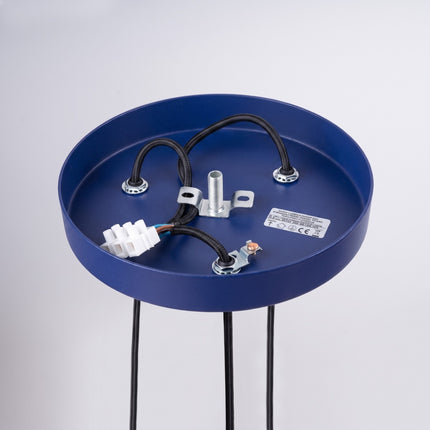Suspension Cannelée 3 Lumières acier bleu outremer, vue de détail des stries
