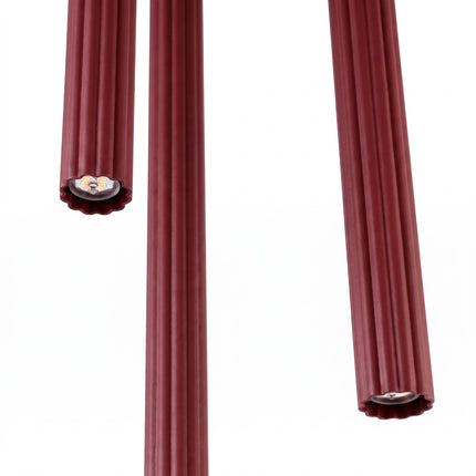 Suspension Cannelée 3 Lumières acier bordeaux, packshot de trois quarts