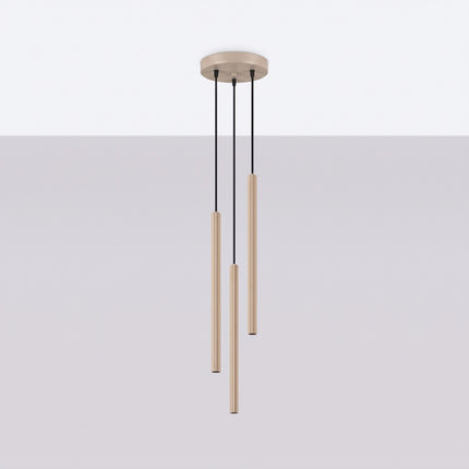 Suspension Cannelée 3 Lumières acier taupe, vue en situation sur fond clair