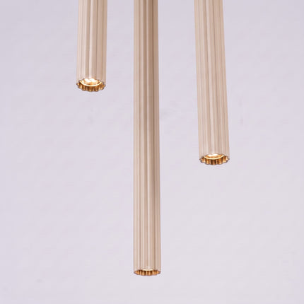 Suspension Cannelée 3 Lumières acier taupe, mécanisme et platine de montage