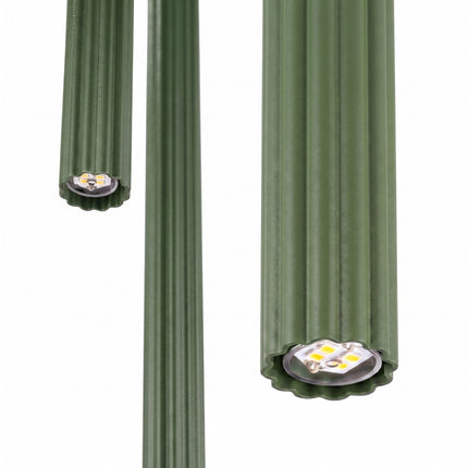 Suspension Cannelée 3 Lumières acier vert olive, packshot de trois quarts