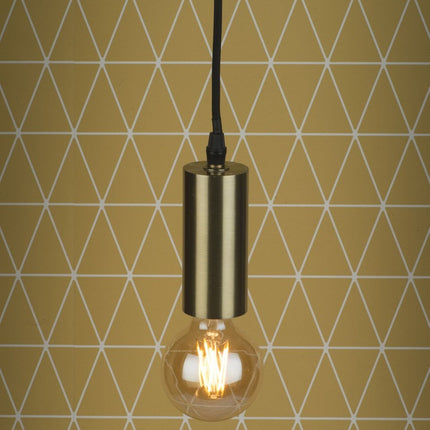 Câble textile noir et douille dorée de la suspension Cannes, finition métal brossé raffinée